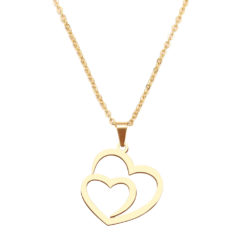 Stainless Steel Double Heart Pendant Couple Necklace