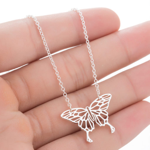 Hollow Butterfly Charm Pendant Necklace Jewelry
