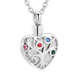 Stainless Steel Heart-shaped Diamond Casket Necklace