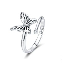 Sterling Silver Vintage Butterfly Adjustable Finger Ring