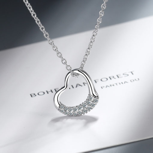 Fashion Heart Pendant S925 Silver Charm Necklace
