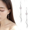 Sterling Silver Cherry Blossom Tassel Long Earrings