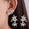 Star Flower Zirconia Charms Clips Stud Dangle Earrings