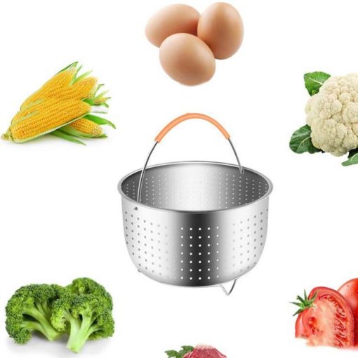 Stainless Steel Silicone Covered Handle Steamer Basket