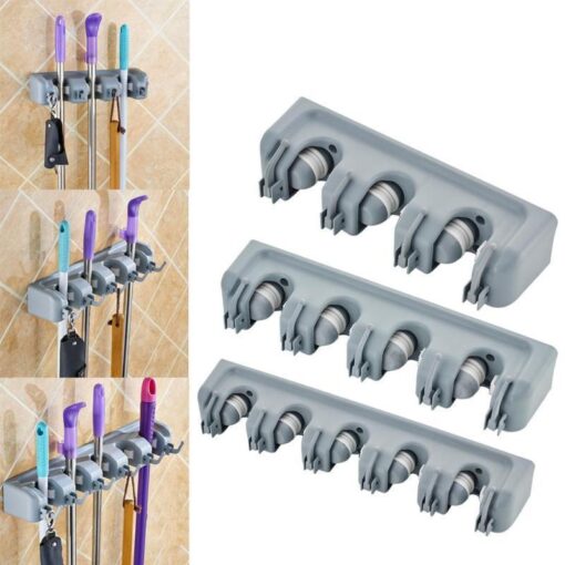 Wall-Mounted Kitchen Mop Holder Rack Organizer