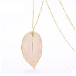 Hypoallergenic Long Chain Leaf Pendant Necklace
