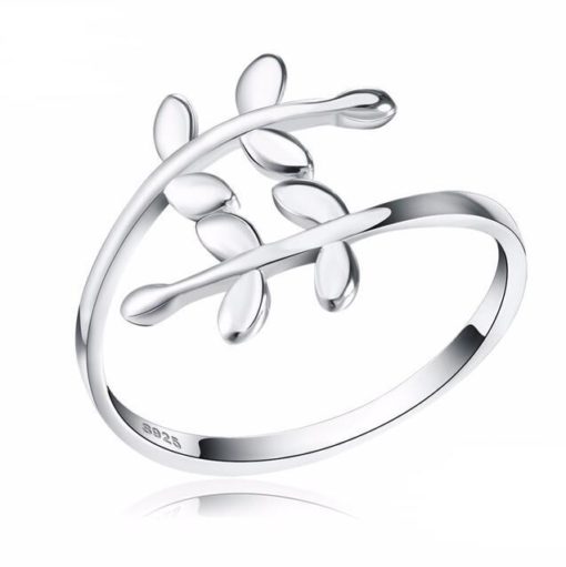 Sterling Silver Adjustable Leaf Shape Finger Ring