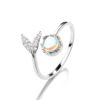 Cute Fish Tail Design Aurora Moonstone Finger Ring