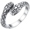 Fashionable Adjustable Snake Design Silver Ring
