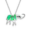 Silver Trunk Up Elephant Charm Pendant Necklace