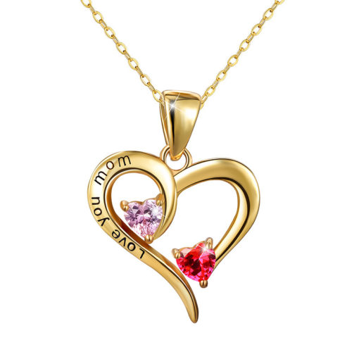 Sterling Silver Zircon Hollow Heart Pendant Necklace