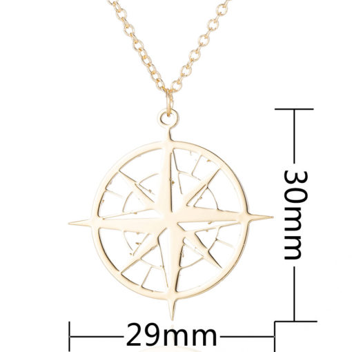 Stainless Steel Round Compass Fashion Necklace