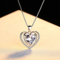 Sterling Silver Love Diamond Clavicle Chain Necklace