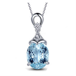 Diamond Sea Sapphire Pendant Clavicle Chain Necklace