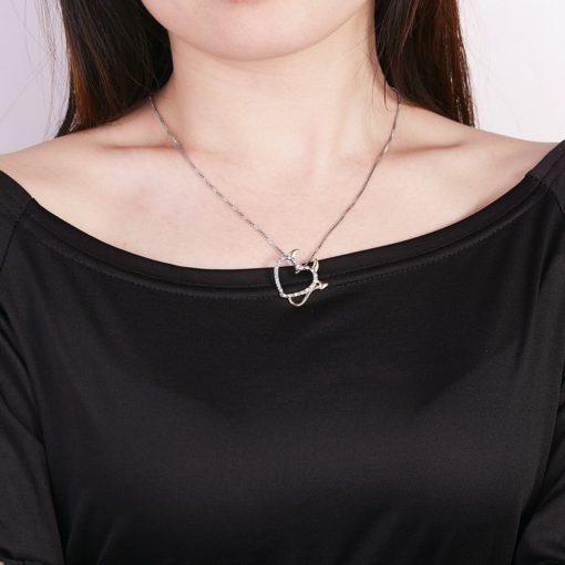 Creative Devil Heart Diamond Silver Pendant Necklace