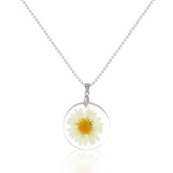 Hypoallergenic Daisy Flower Resin Pendant Necklace