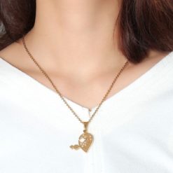 Titanium Steel Heart-shaped Couple Pendant Necklace