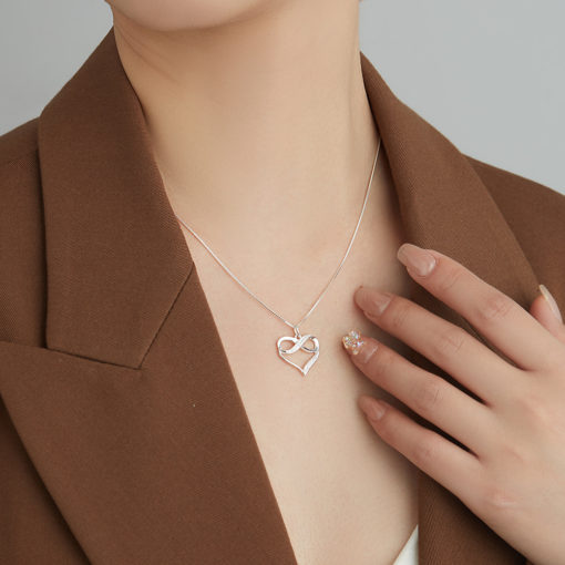 Sterling Silver Women Infinity Heart Pendant Necklace