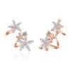 Star Flower Zirconia Charms Clips Stud Dangle Earrings