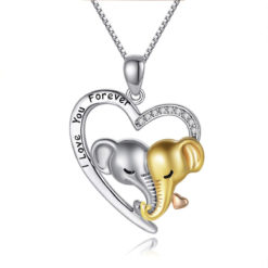 Sterling Silver Heart Shaped Elephant Pendant Necklace