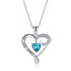Sterling Silver Heart Blue Diamond Pendant Necklace