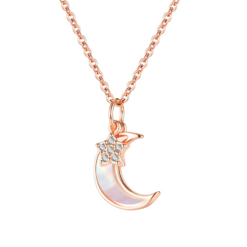 Shiny Star Moon Zircon Pendant Clavicle Chain Necklace