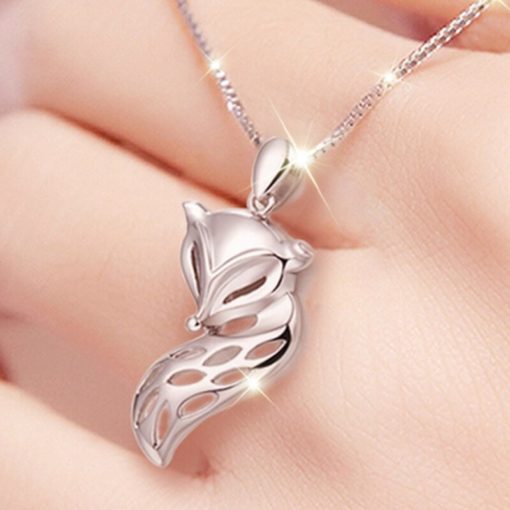 Lovely Long Tail Fox Pendant Chain Choker Necklace