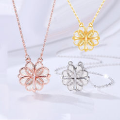 Sterling Four Leaf Clover Convertible Pendant Necklace