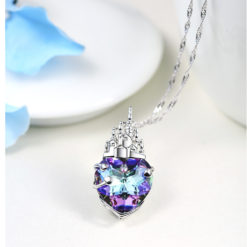 Fashion Crystal Crown Heart-shaped Pendant Necklace