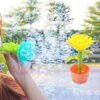 Colorful Flower Stick Bubble Blowing Machine Kids Toy