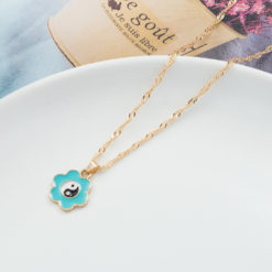 Fashion Dripping Oil Alloy Flower Tai Chi Charm Necklace
