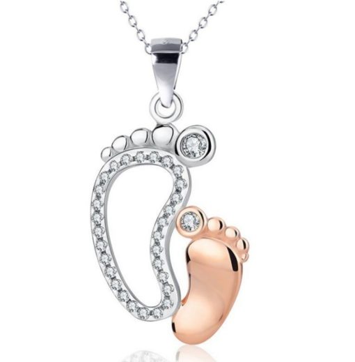 Creative Metal Feet Shaped Pendant Necklace Jewelry