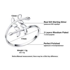 Sterling Silver Adjustable Leaf Shape Finger Ring