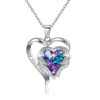 Angel Wings Heart Shaped Crystal Pendant Necklace