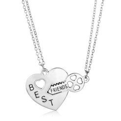 Sterling Silver Heart Key Pendant Couple Necklace