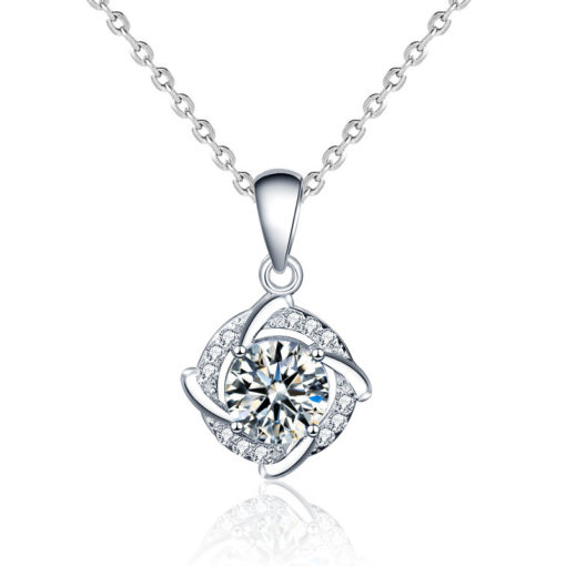 Sterling Silver Diamond Moissanite Pendant Necklace