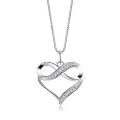 Sterling Silver Women Infinity Heart Pendant Necklace
