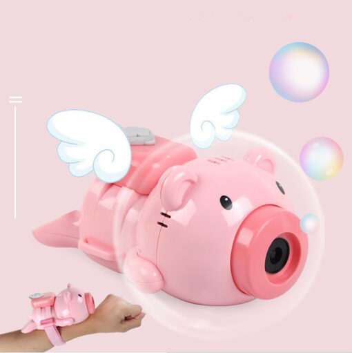 Automatic Pig Watch Bubble Blower Machine Kids Toy