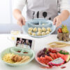 Double Layer Round Dumplings Drain Snack Plate Tray