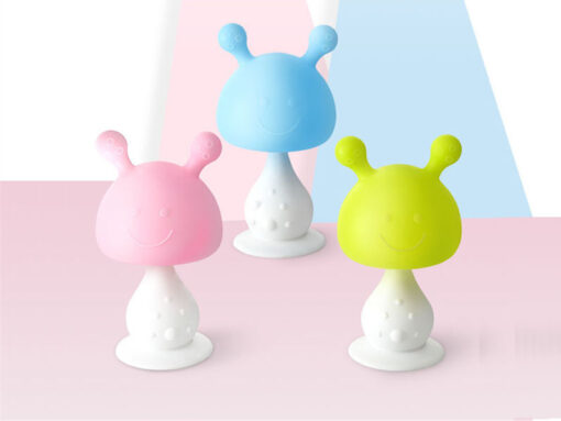Silicone Baby Rattle Small Mushroom Teether Stick Toy