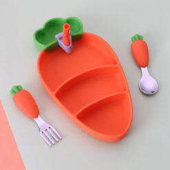 Silicone Cartoon Carrot Anti-Scalding Baby Feeding Bowl