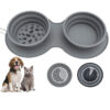 Portable Collapsible Slow Food Feeder Pet Double Bowl