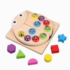 Wooden Geometric Puzzle Ladybug Game Fishing Toys