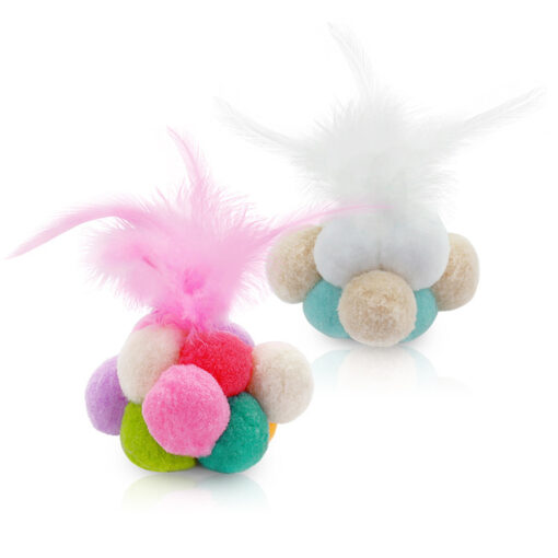 Interactive Colorful Feather Bell Balls Throwing Cat Toy
