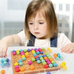 Wooden Colorful Balls Checkerboard Brain Thinking Toy