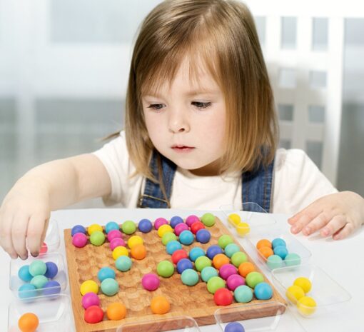 Wooden Colorful Balls Checkerboard Brain Thinking Toy