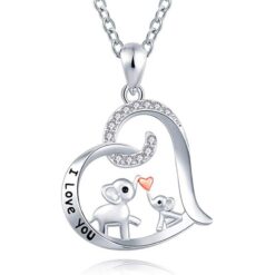 Heart Shape Elephant Pendant Animal Necklace Jewelry