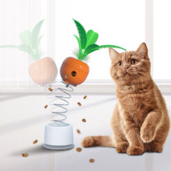 Interactive Spring Carrot Food Feeder Cat Teaser Toy