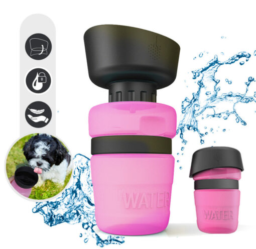 Portable Dog Travel Water Bottle Drinking Cup Dispenser