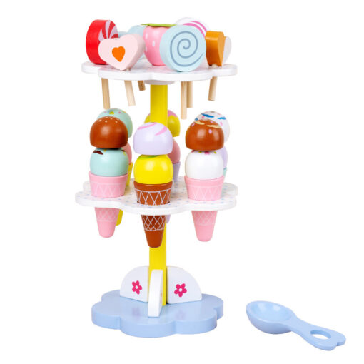 Wooden Simulation Ice Cream Dessert Cake Stand Toy - Image 4